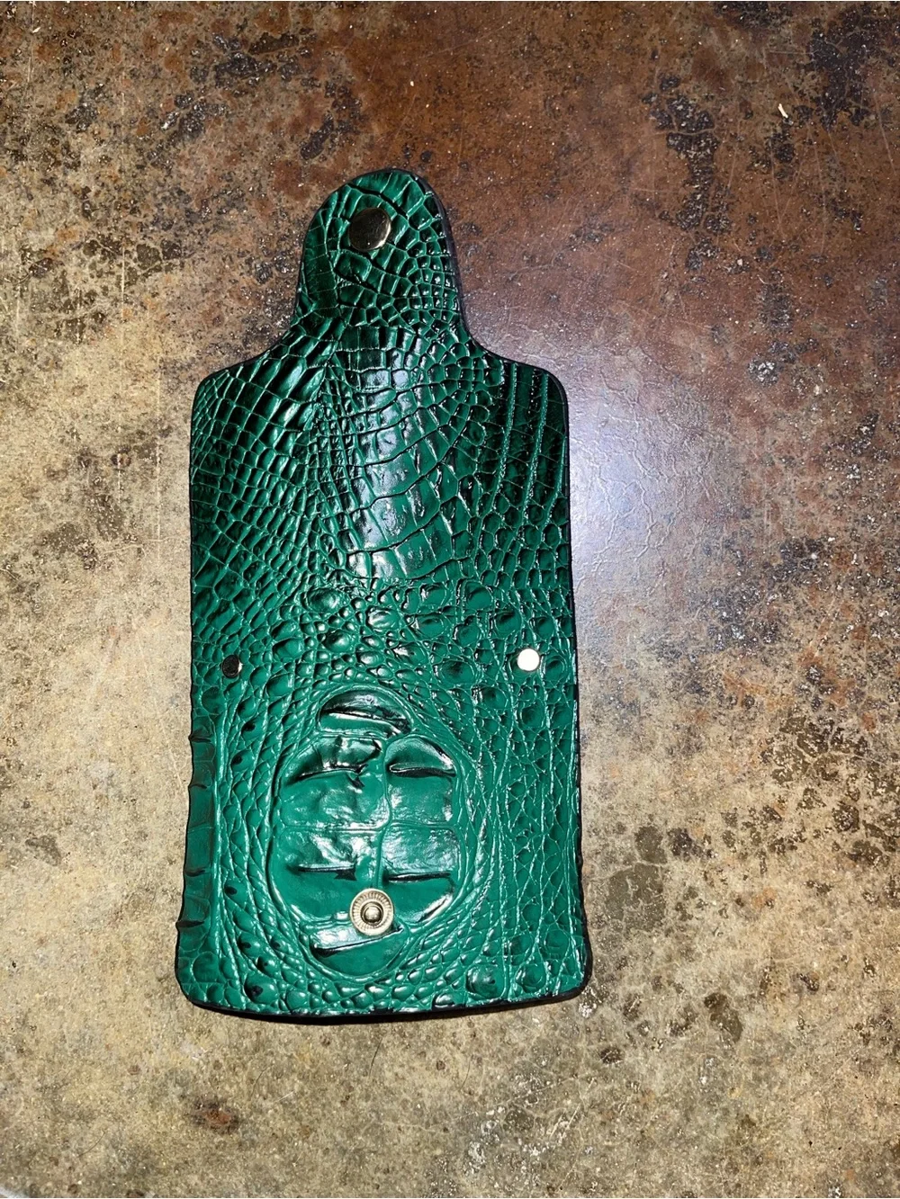 SHEIN Green Croc-Embossed Satchel with Black Trim